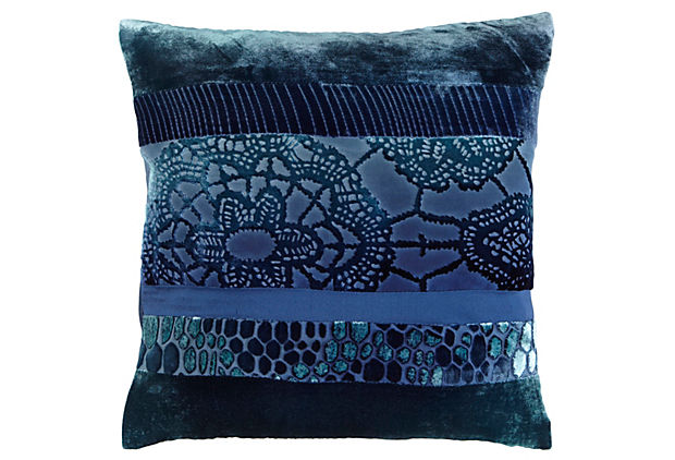 Patchwork Pillow in Shark Blue